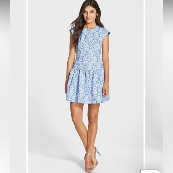 Kaya & Sloane Flocked Lace Drop Waist Dress NWT Size XL - Picture 1 of 10